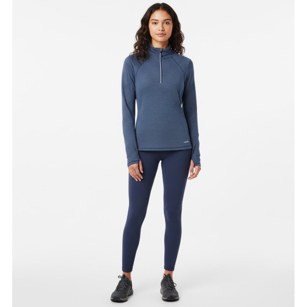 Eddie Bauer Women's Blue Geometric Print 1/4 Zip Long Sleeve Pullover Top Size M